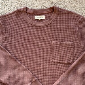 Madewell Men's Waffle Crewneck Sweater in Mauve Tope